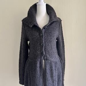 Free People Midi Cardigan Wool Blend Sweater Button Down Grey SZS